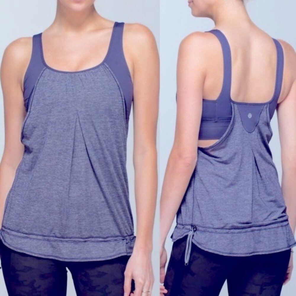 Lululemon  ^ Run Times Tank Heathered / Cadet Blue EUC Size 8